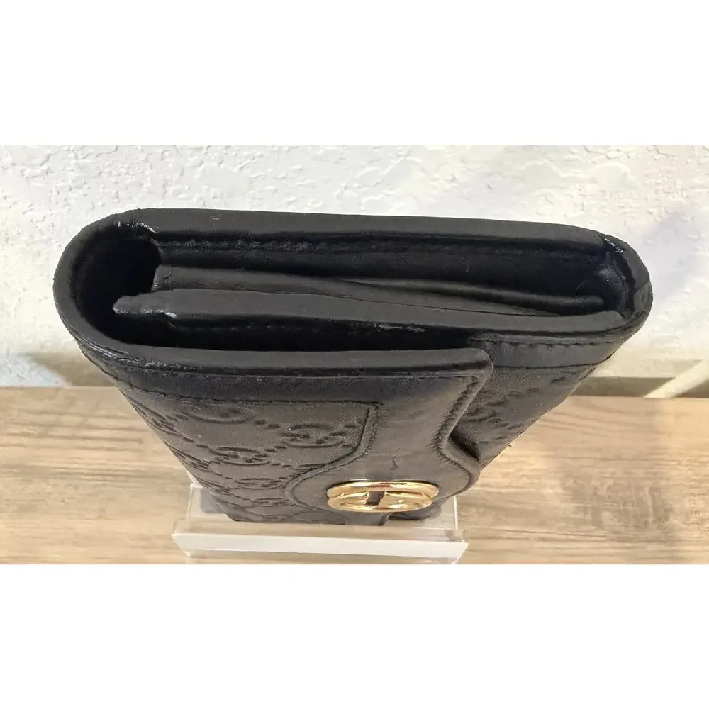 Gucci Guccissima Leather Wallet Black Gold GG Logo + COA & Box - Picture 3 of 9